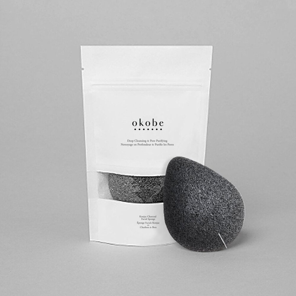 Okobe Konjac Bamboo Charcoal Facial Sponge